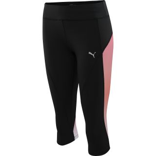 PUMA Womens Gym Graphic 3/4 Tights   Size Small, Black/coral