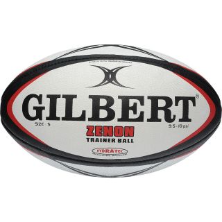 GILBERT Zenon Rugby Trainer Ball   Size 5, Black/scarlet