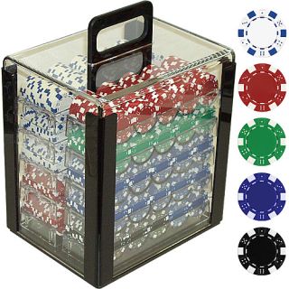 Trademark Global 1000 Chip 11.5g Dice Striped Poker Chip set in Acrylic Case
