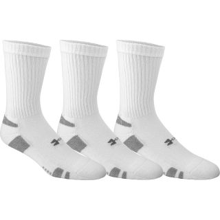 UNDER ARMOUR HeatGear Trainer Crew Socks   3 Pack   Size Medium, White