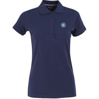 Antigua Womens Seattle Mariners Spark 100% Cotton Washed Jersey 6 Button Polo  