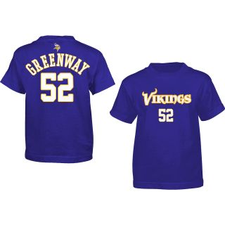 NFL Team Apparel Youth Minnesota Vikings Chad Greenway Primary Gear Name and