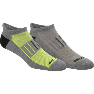 BROOKS Training Day Low Cut Socks   2 Pack   Size Large, Grey/yellow/black