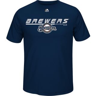 MAJESTIC ATHLETIC Mens Milwaukee Brewers Aggressive Feel Short Sleeve T Shirt  