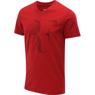 NIKE Mens RF V Neck Short Sleeve Tennis T Shirt   Size 2xl, Gym Red