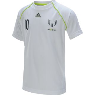 adidas Boys Messi Short Sleeve Soccer T Shirt   Size Xl, White