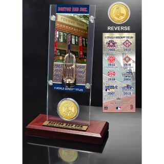 The Highland Mint Boston Red Sox World Series Ticket & Bronze Coin Acrylic Desk