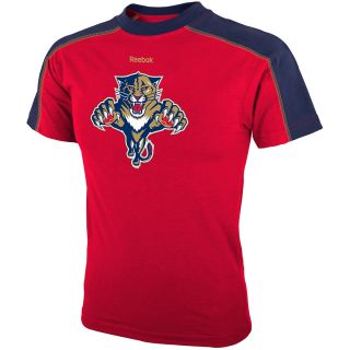 REEBOK Youth Florida Panthers Team Jersey Color Blocked Short Sleeve T Shirt  