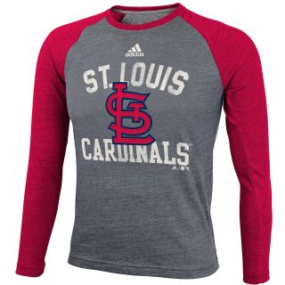 adidas Youth St. Louis Cardinals Heathered Raglan Long Sleeve T Shirt   Size