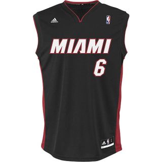 adidas Mens Miami Heat LeBron James Black Replica Jersey   Size Medium, Black