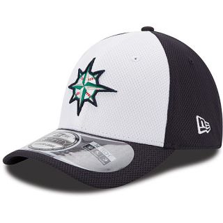 NEW ERA Mens Seattle Mariners White Front Diamond 39THIRTY Stretch Fit Cap  