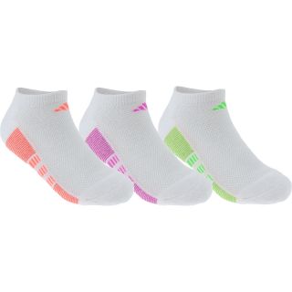 adidas Girls Cushion No Show Socks   3 Pack   Size Small, White/purple/green