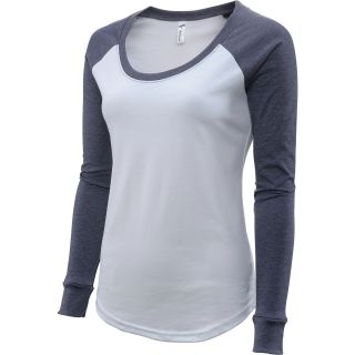 SOFFE Juniors Colorblock Long Sleeve T Shirt   Size Medium, White/grey Heather
