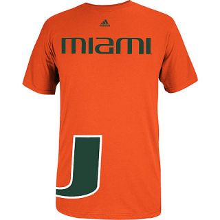 adidas Mens Miami Hurricanes Getting Big Short Sleeve T Shirt   Size Small,