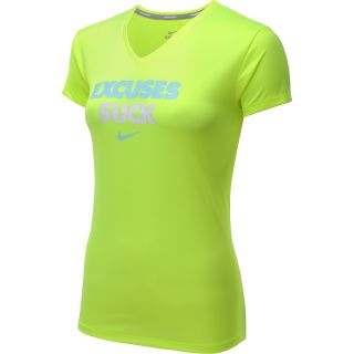 NIKE Womens Excuses Suck V Neck Short Sleeve Running T Shirt   Size XS/Extra