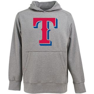 Antigua Mens Texas Rangers Signature Hood Applique Gray Pullover Sweatshirt  