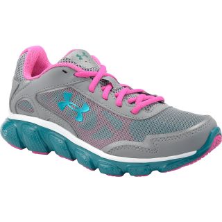 UNDER ARMOUR Girls Micro G Pulse Running Shoes   Size 5, Silver/pink