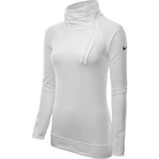 NIKE Womens Pro Hyperwarm Fitted Side Tie Top   Size Large, White/black