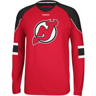 REEBOK Mens New Jersey Devils Team Color Jersey Replica Long Sleeve T Shirt  