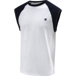 CHAMPION Mens Jersey Cap Sleeve T Shirt   Size Xl, White/navy