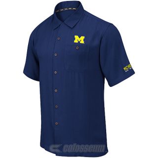 COLOSSEUM Mens Michigan Wolverines Button Up Camp Shirt   Size Small, Navy