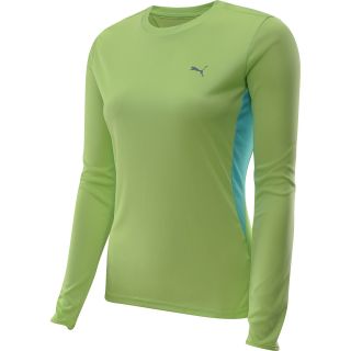 PUMA Womens PE Long Sleeve Running T Shirt   Size Xl, Green/blue