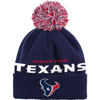 NFL Team Apparel Youth Houston Texans Ribbed Cuffed Pom Knit Cap   Size Youth