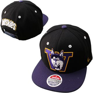 Zephyr Washington Huskies Refresh 32/5 Adjustable Hat   Black/Dark Purple