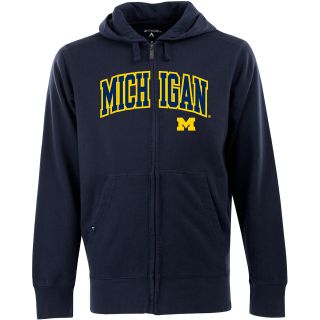 Antigua Mens Michigan Wolverines Full Zip Hooded Applique Sweatshirt   Size