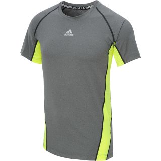 adidas Mens TechFit Fitted Short Sleeve Top   Size Small, Grey/electric