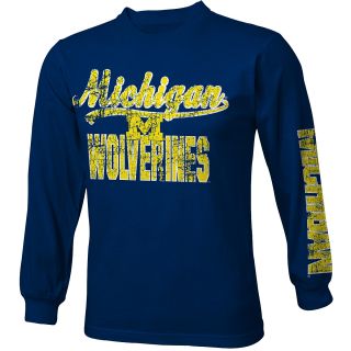 adidas Youth Michigan Wolverines Printed Crew Long Sleeve Shirt   Size Small,
