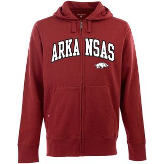Antigua Mens Arkansas Razorbacks Full Zip Hooded Applique Sweatshirt   Size