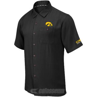 COLOSSEUM Mens Iowa Hawkeyes Button Up Camp Shirt   Size Small, Black