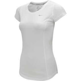 NIKE Womens Racer Short Sleeve Top   Size Small, White/reflective Silver