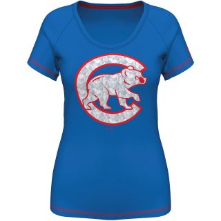 MAJESTIC ATHLETIC Womens Chicago Cubs Bold Statement Fashion Top   Size Small,