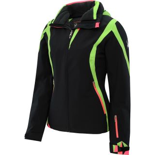 SPYDER Womens Artemis Jacket   Size 6, Black/green/pink