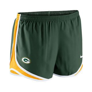 NIKE Womens Green Bay Packers Tempo Dri FIT Running Shorts   Size Xl, Fir/gold