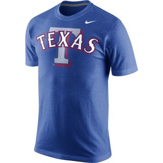 NIKE Mens Texas Rangers Tri Blend Wordmark Logo T Shirt   Size Large, Royal