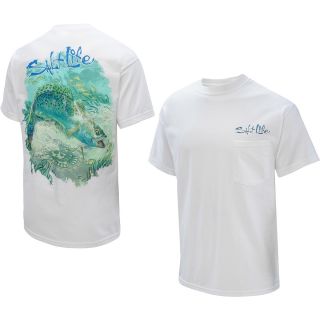 SALT LIFE Mens Trout Attack Short Sleeve T Shirt   Size Small, White