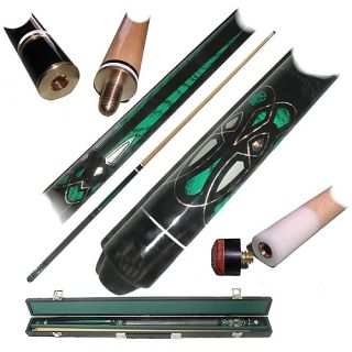 Trademark Global Emerald Green Laser Designer Cue Stick   Includes Free Case