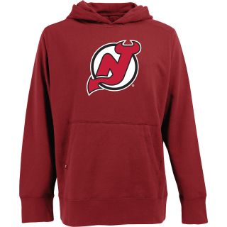 Antigua Mens New Jersey Devils Signature Hood Applique Pullover Sweatshirt  