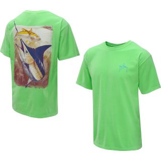 GUY HARVEY Mens Dusk Short Sleeve T Shirt   Size Small, Neon Lime