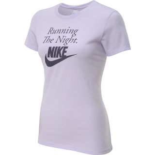 NIKE Womens Running The Night Short Sleeve T Shirt   Size Small, Violet Frost