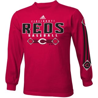 adidas Youth Cincinnati Reds Designation Long Sleeve T Shirt   Size Xl, Red
