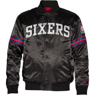 Philadelphia 76ers Logo Black Jacket (STARTER)   Size Large, Black