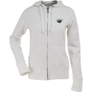 Antigua Womens Minnesota Wild Signature Hooded White Full Zip Sweatshirt  