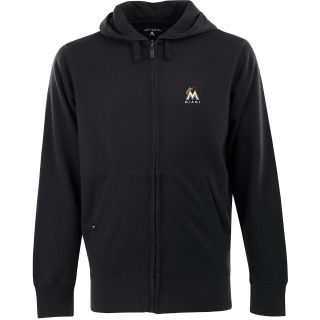Antigua Mens Miami Marlins Fleece Full Zip Hooded Sweatshirt   Size Medium,