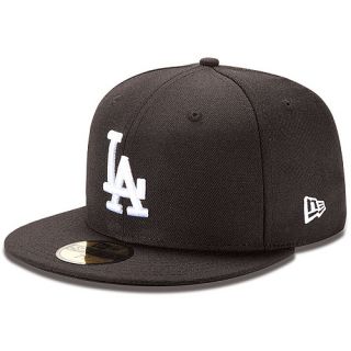 NEW ERA Mens Los Angeles Dodgers 59FIFTY Basic Black and White Fitted Cap  