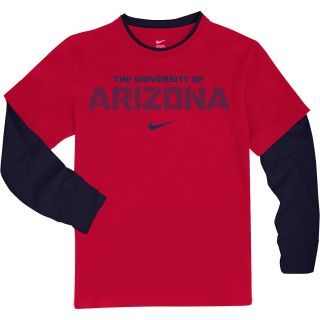 NIKE Youth Arizona Wildcats Dri FIT 2 Fer Long Sleeve T Shirt   Size Large, Red