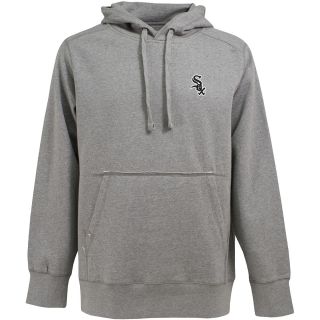 Antigua Mens Chicago White Sox Signature Hooded Gray Pullover Sweatshirt  